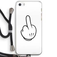 CaseCompany Middle finger white: iPhone 5 / 5S / SE Transparant Hoesje met koord