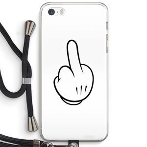 CaseCompany Middle finger white: iPhone 5 / 5S / SE Transparant Hoesje met koord