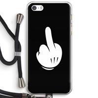 CaseCompany Middle finger black: iPhone 5 / 5S / SE Transparant Hoesje met koord