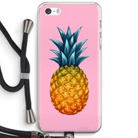 CaseCompany Grote ananas: iPhone 5 / 5S / SE Transparant Hoesje met koord