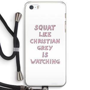 CaseCompany Christian Grey: iPhone 5 / 5S / SE Transparant Hoesje met koord