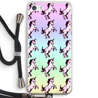 CaseCompany Musketon Unicorn: iPhone 5 / 5S / SE Transparant Hoesje met koord
