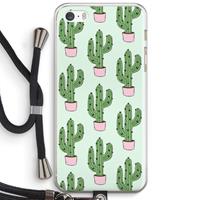CaseCompany Cactus Lover: iPhone 5 / 5S / SE Transparant Hoesje met koord