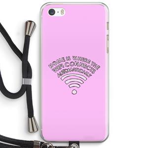 CaseCompany Home Is Where The Wifi Is: iPhone 5 / 5S / SE Transparant Hoesje met koord