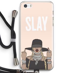 CaseCompany Slay All Day: iPhone 5 / 5S / SE Transparant Hoesje met koord