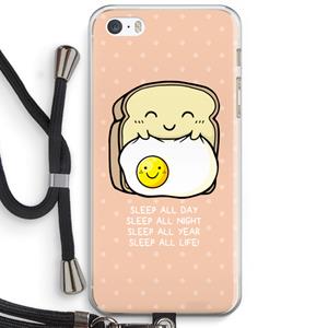 CaseCompany Sleep All Day: iPhone 5 / 5S / SE Transparant Hoesje met koord