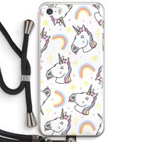 CaseCompany Rainbow Unicorn: iPhone 5 / 5S / SE Transparant Hoesje met koord