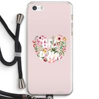 CaseCompany GRL PWR Flower: iPhone 5 / 5S / SE Transparant Hoesje met koord