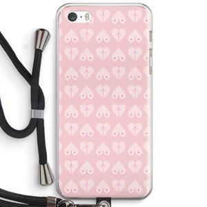 CaseCompany Ass 'n Titties: iPhone 5 / 5S / SE Transparant Hoesje met koord