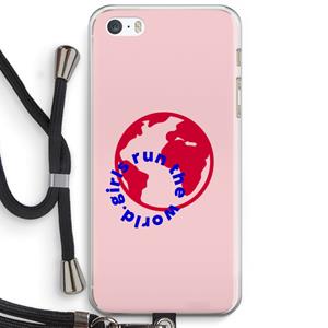 CaseCompany Run The World: iPhone 5 / 5S / SE Transparant Hoesje met koord