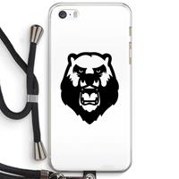 CaseCompany Angry Bear (white): iPhone 5 / 5S / SE Transparant Hoesje met koord