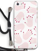 CaseCompany Hands pink: iPhone 5 / 5S / SE Transparant Hoesje met koord