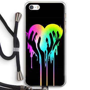 CaseCompany Hold My Heart: iPhone 5 / 5S / SE Transparant Hoesje met koord