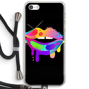 CaseCompany Lip Palette: iPhone 5 / 5S / SE Transparant Hoesje met koord
