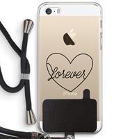 CaseCompany Forever heart black: iPhone 5 / 5S / SE Transparant Hoesje met koord