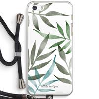 CaseCompany Tropical watercolor leaves: iPhone 5 / 5S / SE Transparant Hoesje met koord