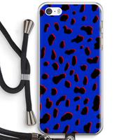 CaseCompany Blue Leopard: iPhone 5 / 5S / SE Transparant Hoesje met koord