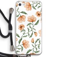 CaseCompany Peachy flowers: iPhone 5 / 5S / SE Transparant Hoesje met koord