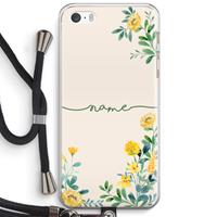 CaseCompany Gele bloemen: iPhone 5 / 5S / SE Transparant Hoesje met koord