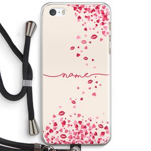 CaseCompany Hartjes en kusjes: iPhone 5 / 5S / SE Transparant Hoesje met koord