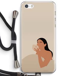 CaseCompany Fresh coffee: iPhone 5 / 5S / SE Transparant Hoesje met koord
