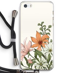 CaseCompany Floral bouquet: iPhone 5 / 5S / SE Transparant Hoesje met koord