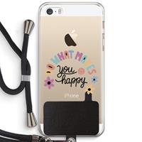 CaseCompany Happy days: iPhone 5 / 5S / SE Transparant Hoesje met koord
