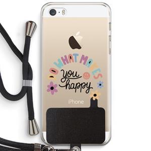 CaseCompany Happy days: iPhone 5 / 5S / SE Transparant Hoesje met koord