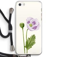 CaseCompany Purple poppy: iPhone 5 / 5S / SE Transparant Hoesje met koord