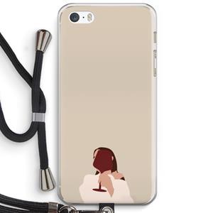 CaseCompany I drink wine: iPhone 5 / 5S / SE Transparant Hoesje met koord