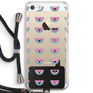 CaseCompany Smiley watermeloenprint: iPhone 5 / 5S / SE Transparant Hoesje met koord