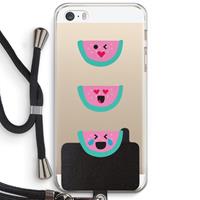 CaseCompany Smiley watermeloen: iPhone 5 / 5S / SE Transparant Hoesje met koord