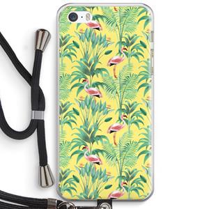 CaseCompany Flamingo party: iPhone 5 / 5S / SE Transparant Hoesje met koord