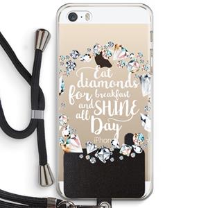 CaseCompany Diamonds: iPhone 5 / 5S / SE Transparant Hoesje met koord