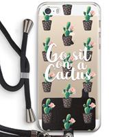 CaseCompany Cactus quote: iPhone 5 / 5S / SE Transparant Hoesje met koord