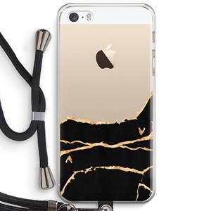 CaseCompany Gouden marmer: iPhone 5 / 5S / SE Transparant Hoesje met koord