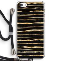 CaseCompany Gouden strepen: iPhone 5 / 5S / SE Transparant Hoesje met koord