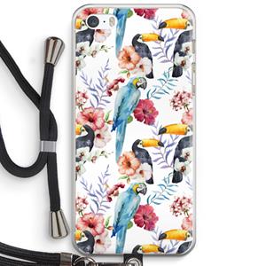 CaseCompany Bloemen tukan: iPhone 5 / 5S / SE Transparant Hoesje met koord