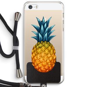 CaseCompany Grote ananas: iPhone 5 / 5S / SE Transparant Hoesje met koord