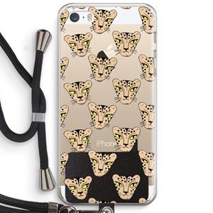 CaseCompany Tijger: iPhone 5 / 5S / SE Transparant Hoesje met koord