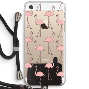 CaseCompany Anything Flamingoes: iPhone 5 / 5S / SE Transparant Hoesje met koord