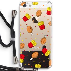 CaseCompany Chicken 'n Fries: iPhone 5 / 5S / SE Transparant Hoesje met koord