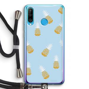 CaseCompany Ananasjes: Huawei P30 Lite Transparant Hoesje met koord