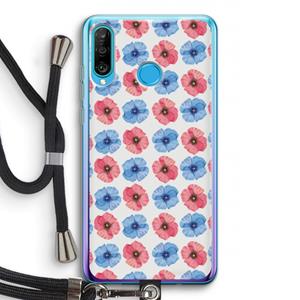 CaseCompany Klaproosjes: Huawei P30 Lite Transparant Hoesje met koord