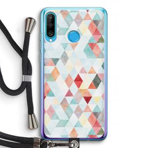 CaseCompany Gekleurde driehoekjes pastel: Huawei P30 Lite Transparant Hoesje met koord