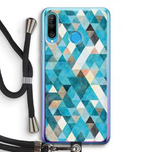 CaseCompany Gekleurde driehoekjes blauw: Huawei P30 Lite Transparant Hoesje met koord
