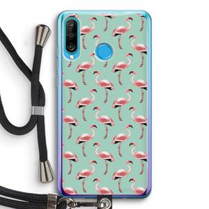 CaseCompany Flamingoprint groen: Huawei P30 Lite Transparant Hoesje met koord