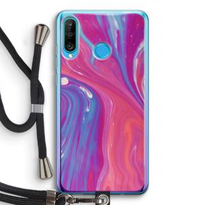CaseCompany Paarse stroom: Huawei P30 Lite Transparant Hoesje met koord