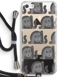 CaseCompany Cats: iPhone 5 / 5S / SE Transparant Hoesje met koord