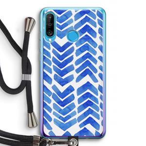 CaseCompany Blauwe pijlen: Huawei P30 Lite Transparant Hoesje met koord